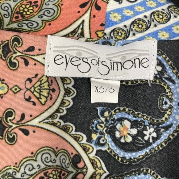 Eyes Of Simone Multi Color Print Striped Open Cardigan Boho Size XS/ Small - Picture 3 of 6